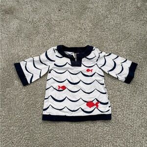 Crazy 8 Navy and White Tunic with Red Fish Accent